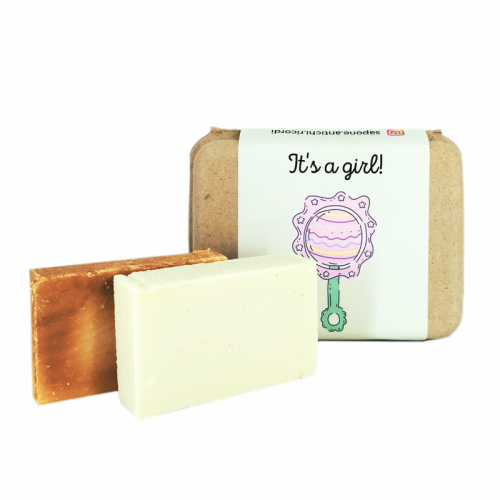 REGALO NASCITA IT'S A GIRL SAPONETTE ARTIGIANALI MIELE E MARSIGLIA