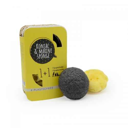 SPUGNA KONJAC NERA E SPUGNA MARINA PELLI IMPURE