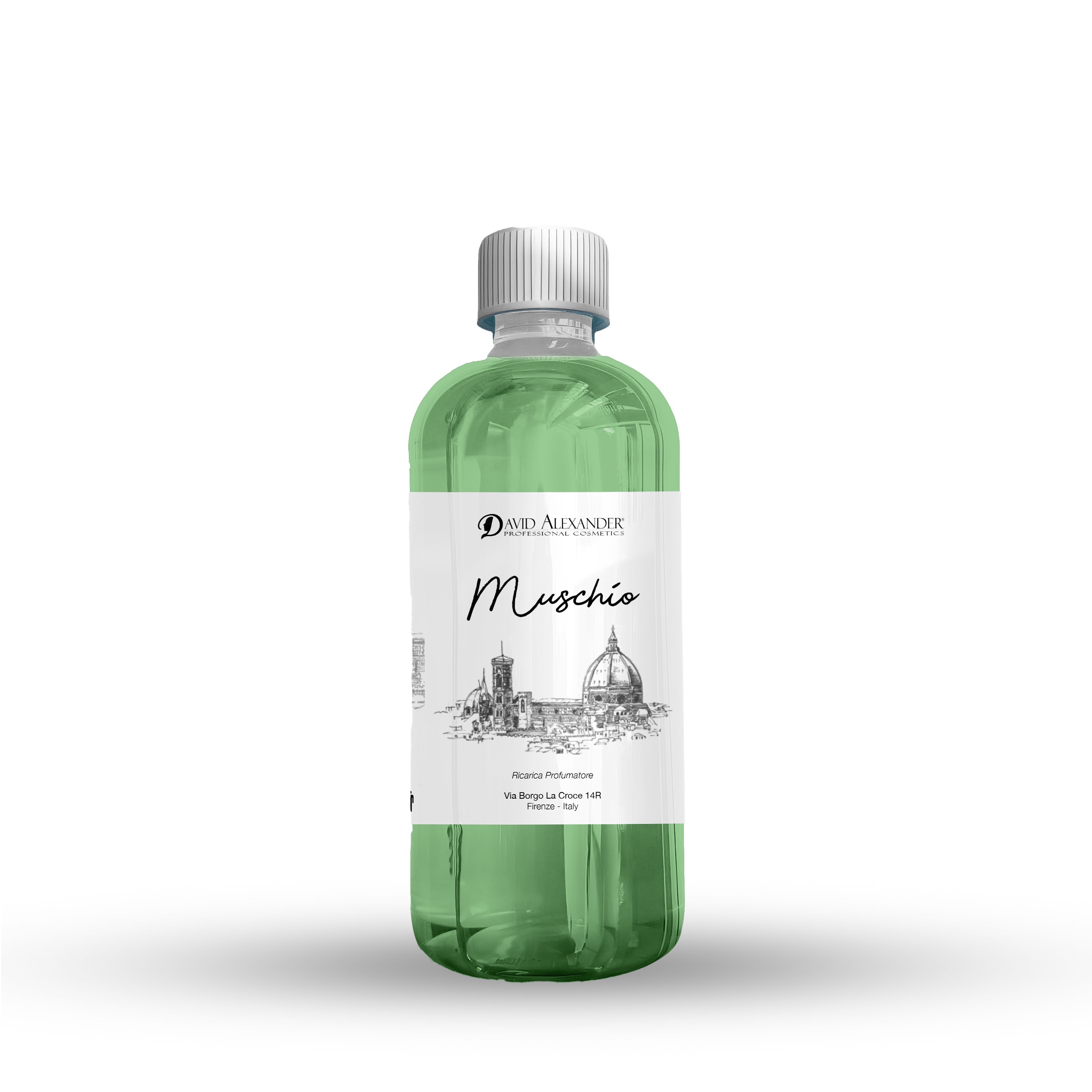 David Alexander Professional Cosmetics  Ricarica Profumatore Muschio 500 ml – Intensa, Naturale, Artigianale