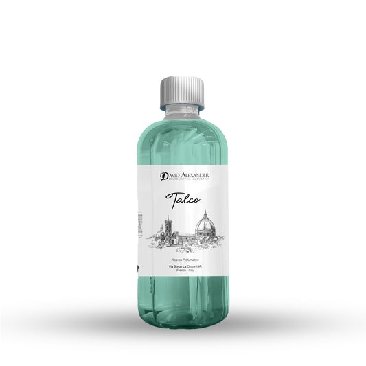 David Alexander Professional Cosmetics  Ricarica Profumatore Talco 500 ml – Fragranza Pulita e Raffinata