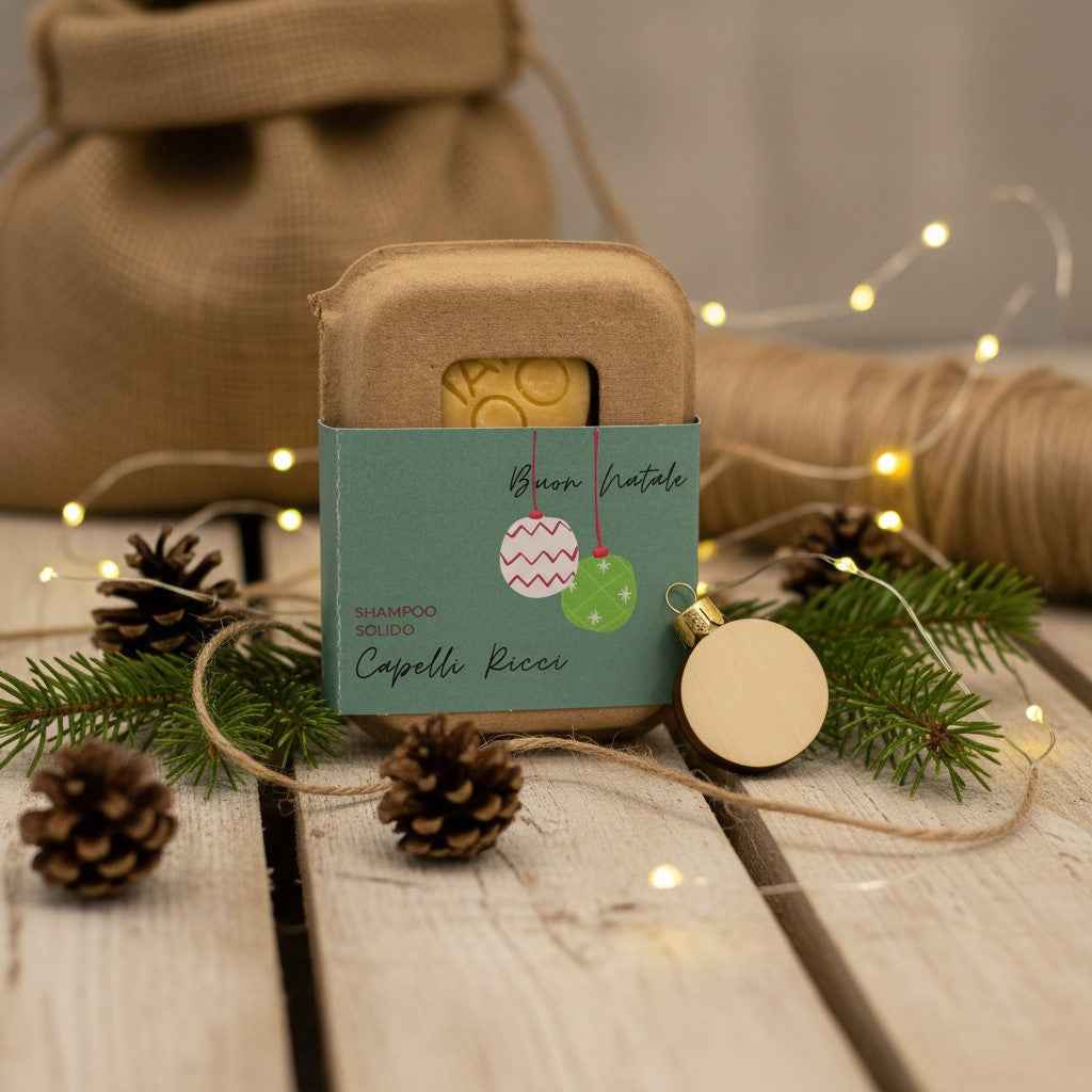 SHAMPOO SOLIDO DI NATALE CAPELLI RICCI O POROSI AL COCCO E MACADAMIA