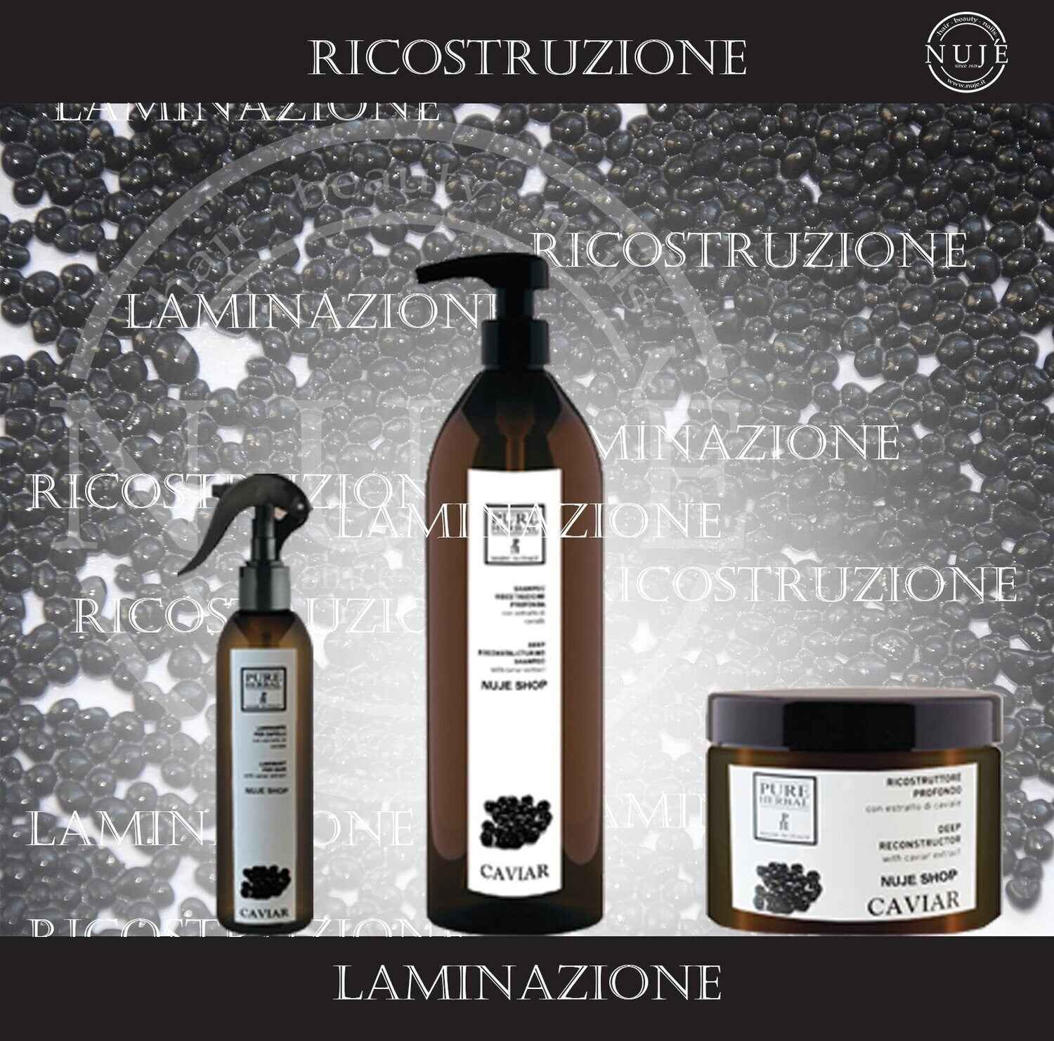 Shampoo ricostruzione profonda Pure Herbal al caviale 1000 ml