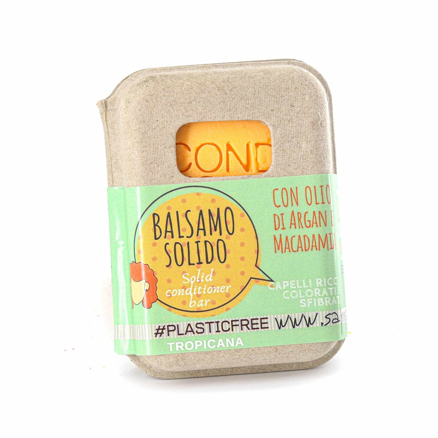 BALSAMO SOLIDO CAPELLI RICCI, COLORATI O SFIBRATI  AL TROPICANA CON BAR SAVER IN SUGHERO