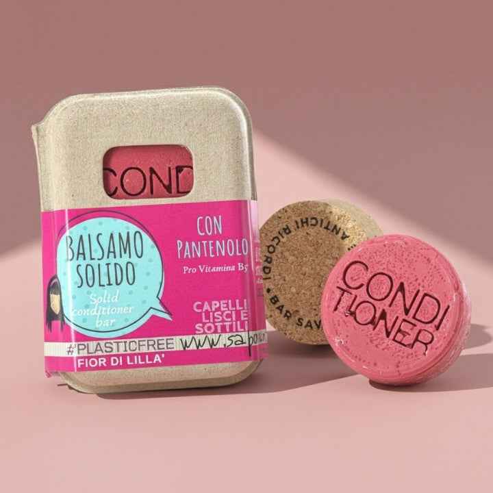 BALSAMO SOLIDO CAPELLI LISCI E SOTTILI AL FIOR DI LILLÀ CON BAR SAVER IN SUGHERO