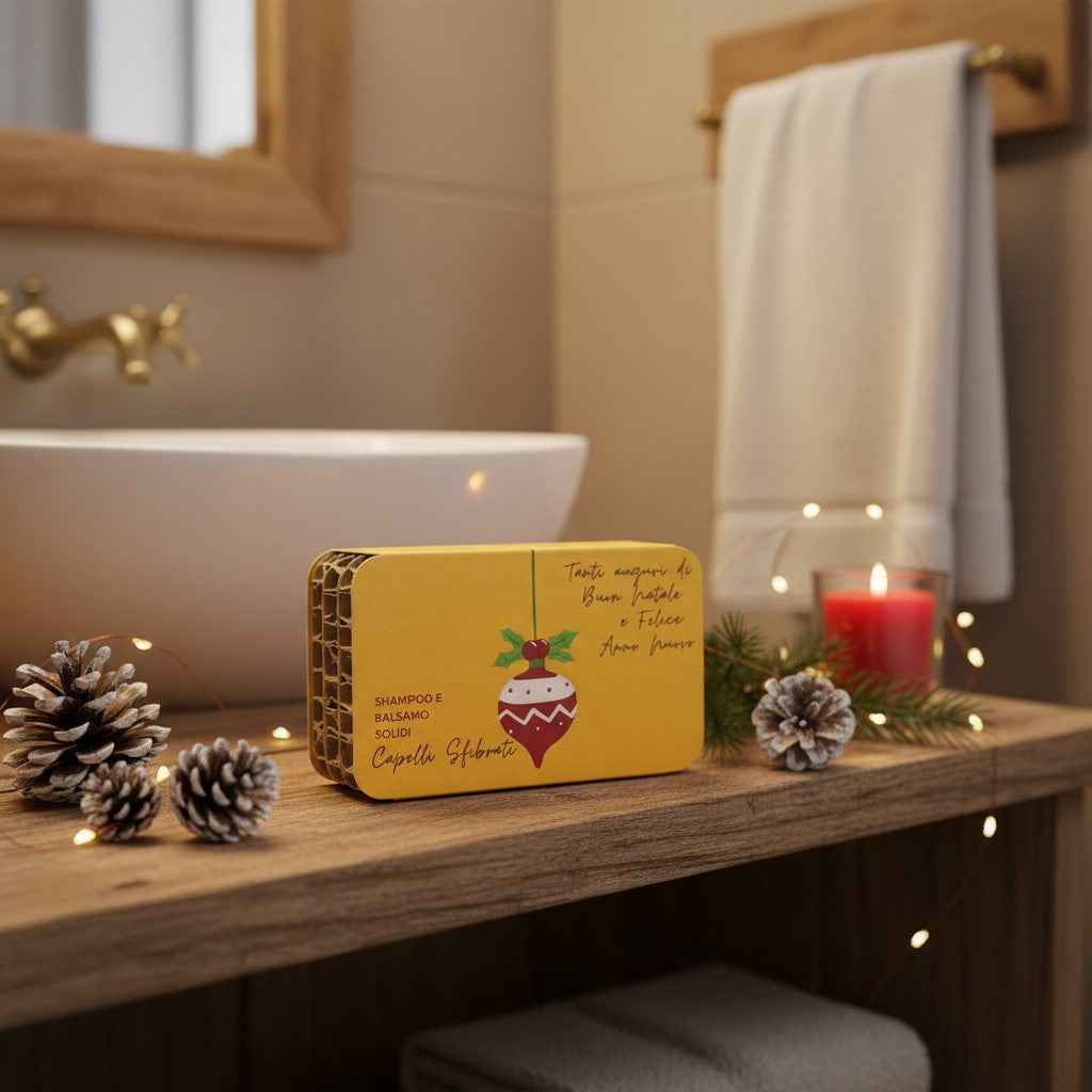 CONFEZIONE NATALIZIA SHAMPOO SOLIDO CAPELLI SFIBRATI FICO D'INDIA + BALSAMO SOLIDO CAPELLI SFIBRATI TROPICANA