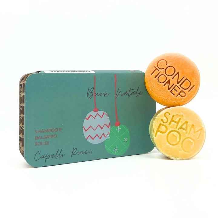 CONFEZIONE NATALIZIA SHAMPOO SOLIDO CAPELLI RICCI + BALSAMO SOLIDO CAPELLI RICCI
