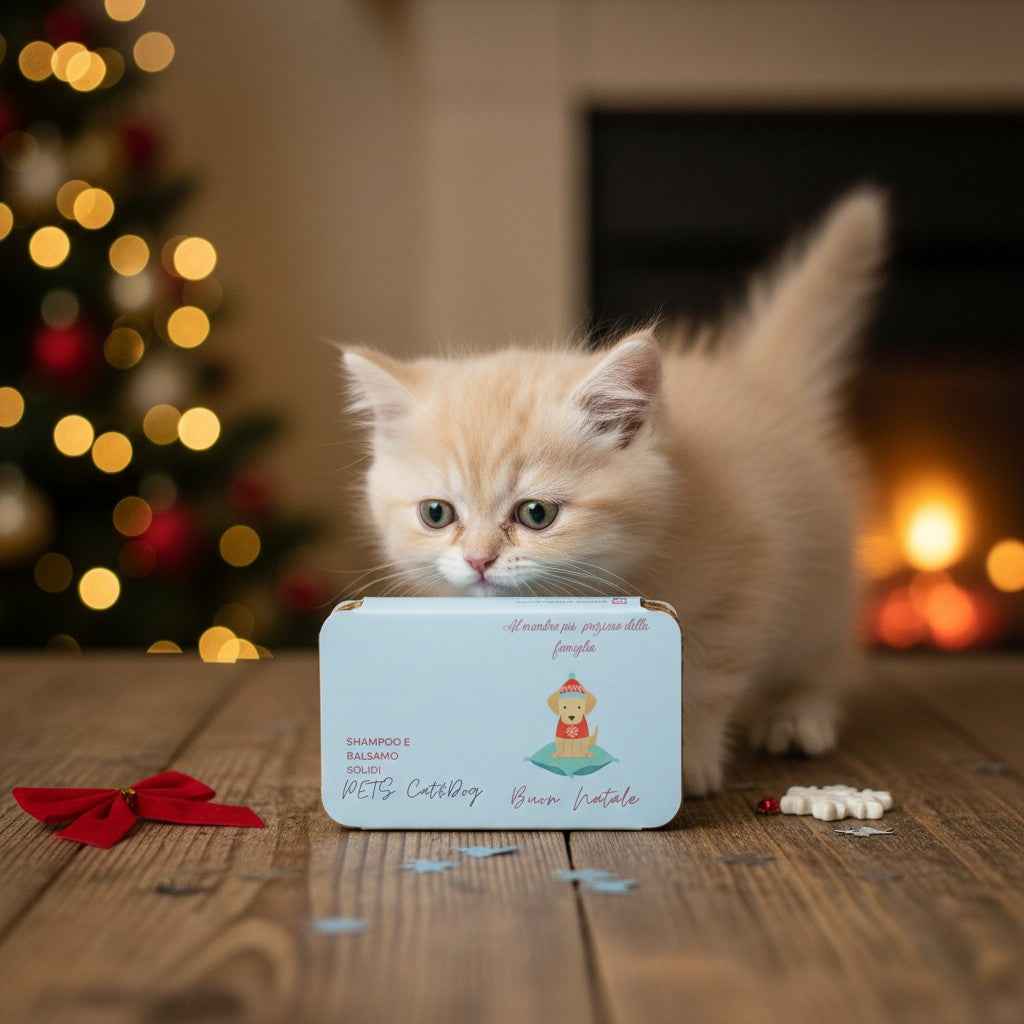 CONFEZIONE NATALIZIA PETS SHAMPOO SOLIDO CAT&DOG ALLA ROSA ROSSA + BALSAMO SOLIDO CAT&DOG AL PINO SILVESTRE