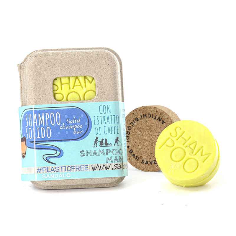 SHAMPOO SOLIDO UOMO AL SANDALO CON BAR SAVER IN SUGHERO