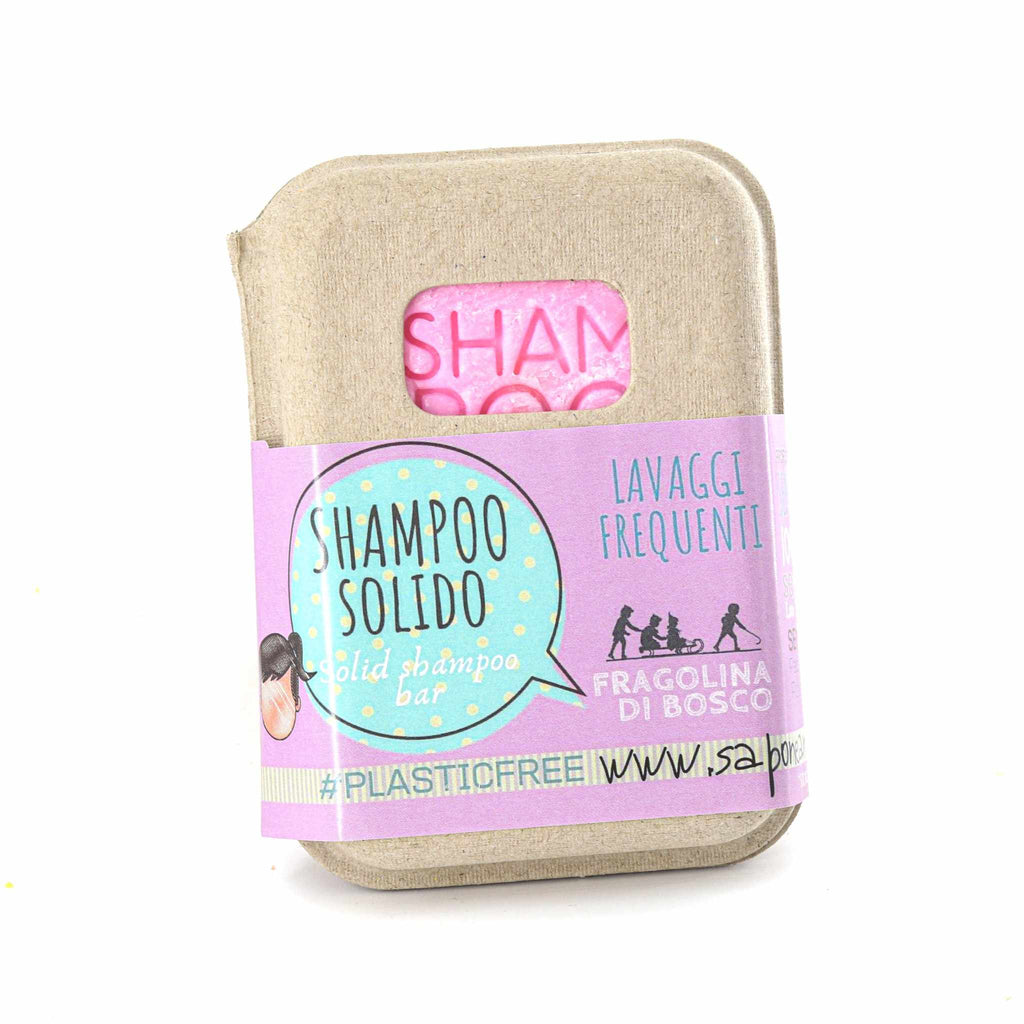 SHAMPOO SOLIDO LAVAGGI FREQUENTI ALLA FRAGOLINA DI BOSCO CON BAR SAVER IN SUGHERO