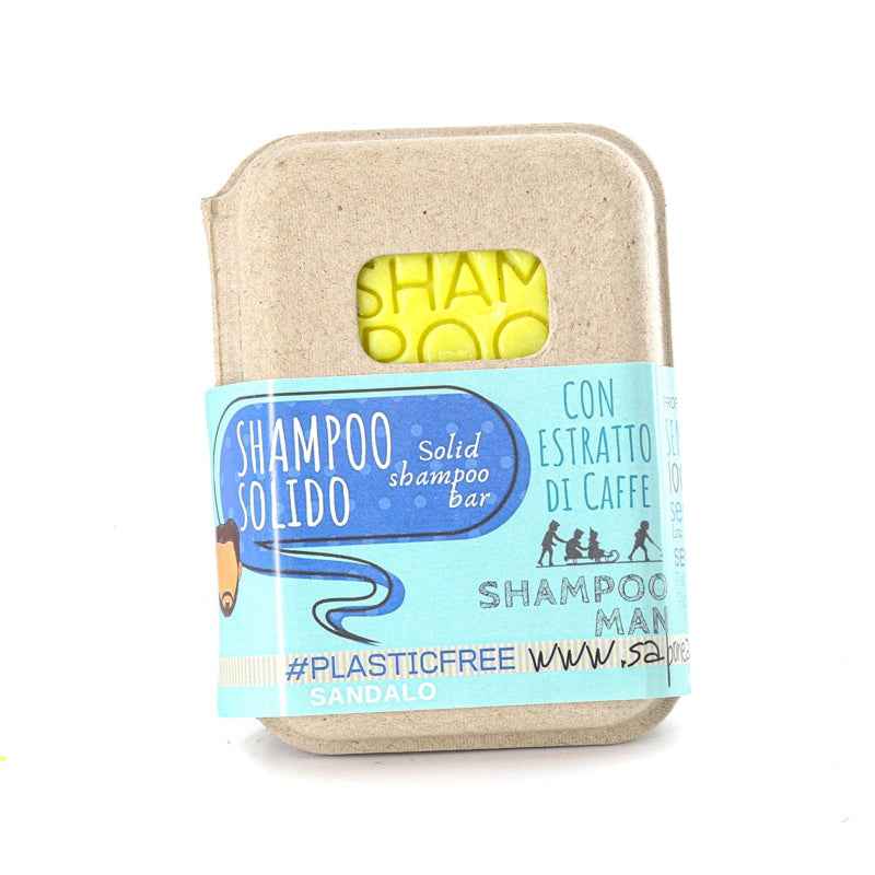 SHAMPOO SOLIDO UOMO AL SANDALO CON BAR SAVER IN SUGHERO